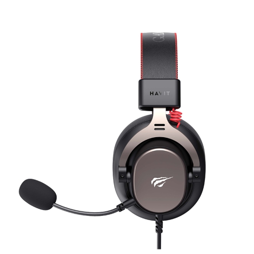 Havit H2015E Gaming 3.5mm plug headset, 53mm Speaker driver with Detachable Microphone design, compatible with PC, PS4/5 and XBOX_Black+Ochre