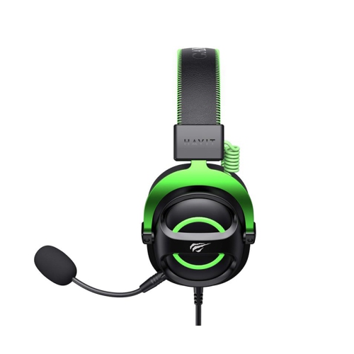 Havit H2002E Adjustable Wired Gaming Headset With Detachable Microphone, Surround Sound High Magnetic 50mm Speaker Gaming Headphones_Green + Black