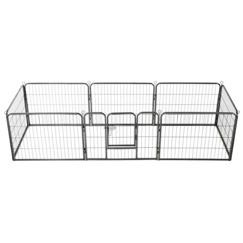 vidaXL Dog Playpen 8 Panels Steel 80x60 cm Black