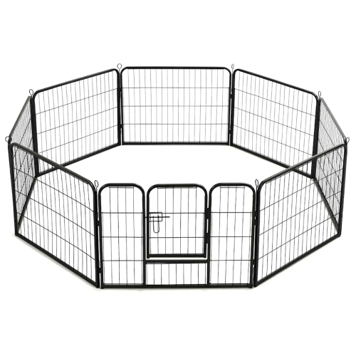 vidaXL Dog Playpen 8 Panels Steel 80x60 cm Black