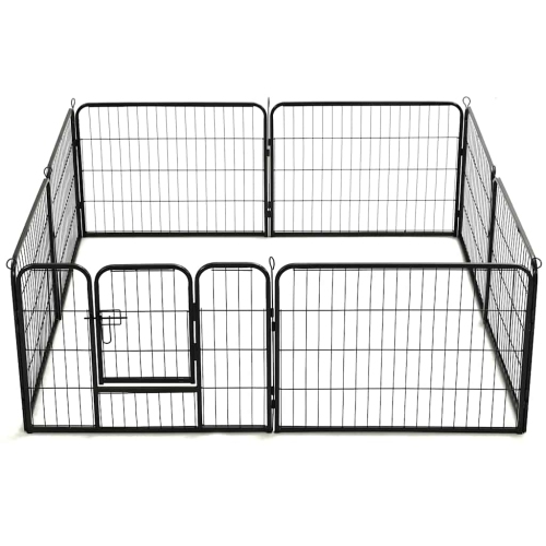 vidaXL Dog Playpen 8 Panels Steel 80x60 cm Black