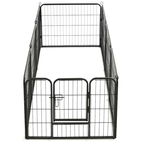 vidaXL Dog Playpen 8 Panels Steel 80x60 cm Black