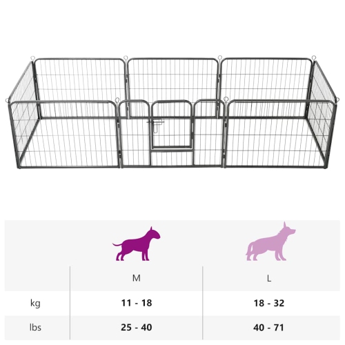 vidaXL Dog Playpen 8 Panels Steel 80x60 cm Black