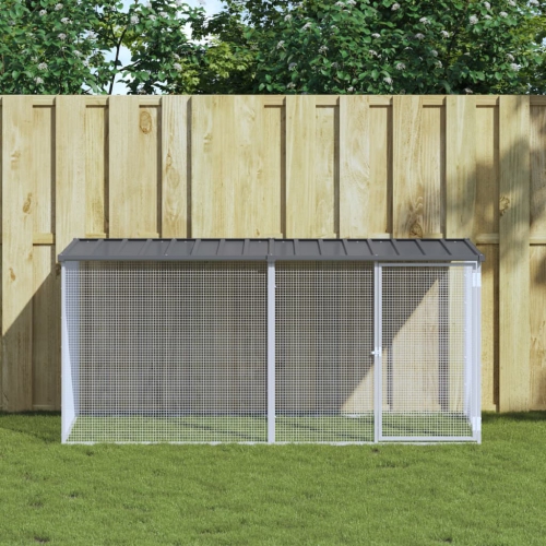 vidaXL Chicken Cage with Roof Anthracite 203x98x90 cm Galvanised Steel
