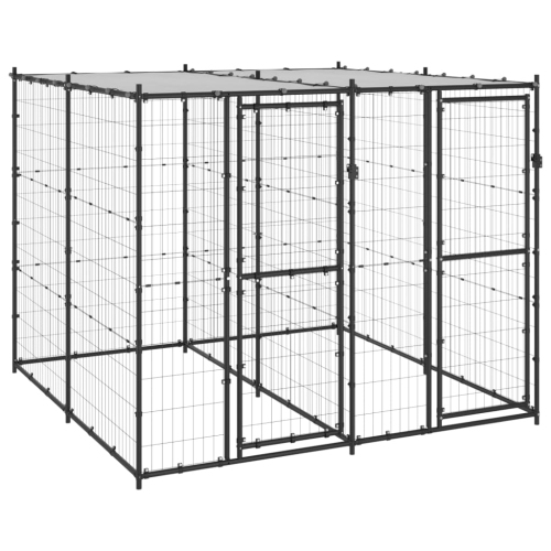 VIDAXL  Outdoor Dog Kennel Steel With Roof 4.84 M²