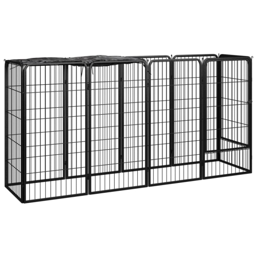VIDAXL  10-Panel Dog Playpen 50X100 Cm Powder-Coated Steel In Black