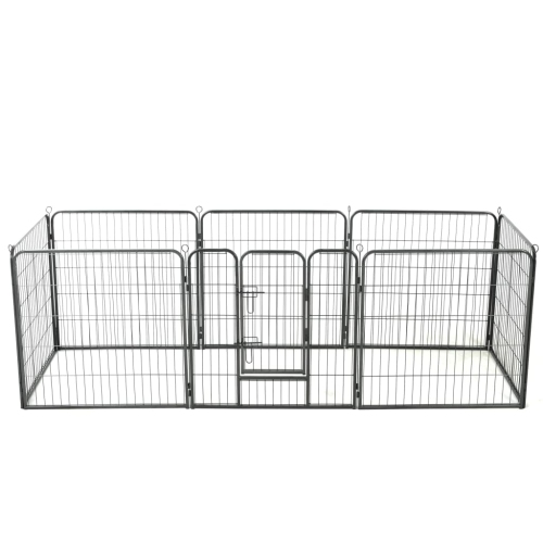 vidaXL Dog Playpen 8 Panels Steel 80x80 cm Black