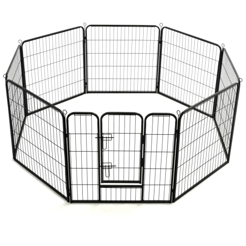 vidaXL Dog Playpen 8 Panels Steel 80x80 cm Black