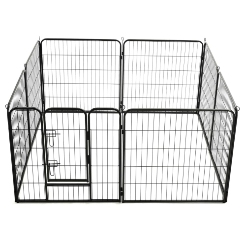 vidaXL Dog Playpen 8 Panels Steel 80x80 cm Black