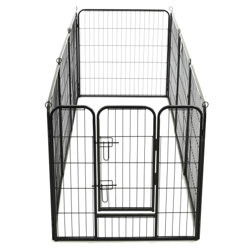 vidaXL Dog Playpen 8 Panels Steel 80x80 cm Black
