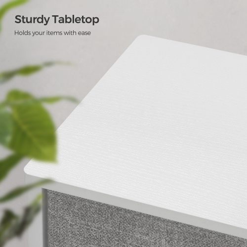 SONGMICS HOME 4-Tier Storage Dresser with 8 Easy Pull Fabric Drawers and Wooden Tabletop for Closets, Nursery, Dorm Room, Light Gray and White ULTS24W