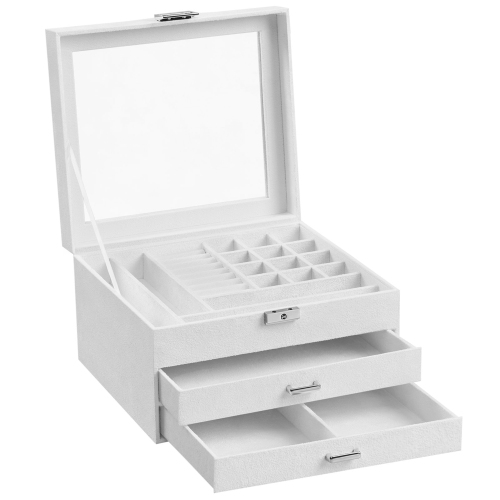 SONGMICS HOME  " Jewelry Box, Lockable Jewelry Storage Organizer, Jewelry Case \w Glass Window, for Rings, Earrings, Studs, Bracelets, Necklaces