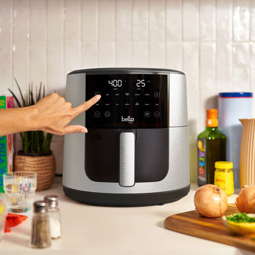 Friteuse à air chaud numérique Pro SmartCrisp de Bella avec céramique EverGood - 7,6 l - Acier inoxydable - Exclusivité de Best Buy
