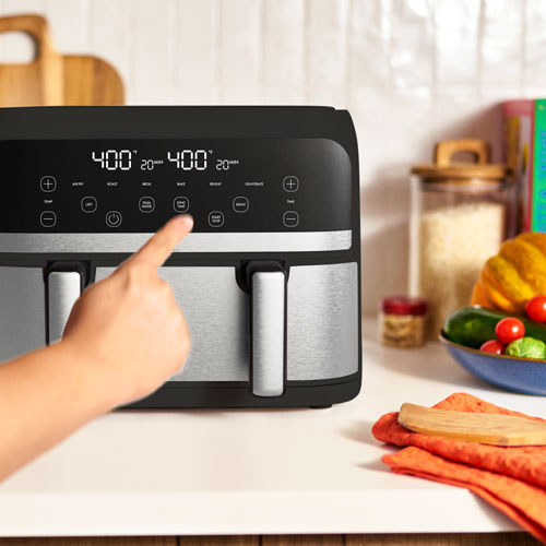 Friteuse à air chaud Pro Mini Trizone Flex de Bella avec céramique EverGood - 3,8 l - Acier inoxydable - Exclusivité de Best Buy