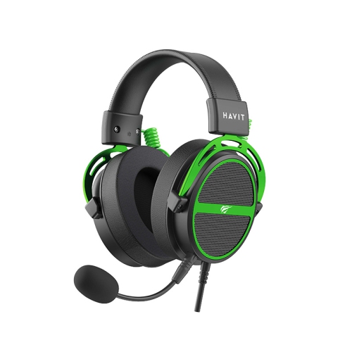Havit H2030E 3.5mm Gaming headset 50mm drivers, Detachable Microphone, Cross-platform Compatibility_Black+Green