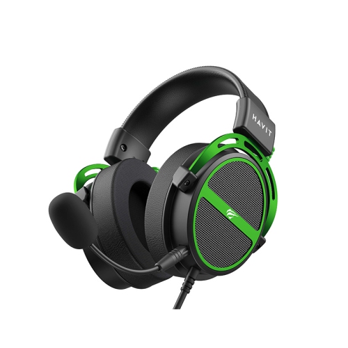 Havit H2030E 3.5mm Gaming headset 50mm drivers, Detachable Microphone, Cross-platform Compatibility_Black+Green