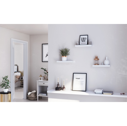 SONGMICS HOME Floating Shelf, Wall Shelf 15.7 Inches, with Metal Bracket for Easy Installation, Display Trinkets, Picture Frames, in The Living Room,