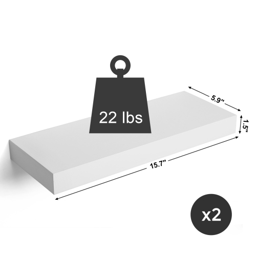 SONGMICS HOME Floating Shelf, Wall Shelf 15.7 Inches, with Metal Bracket for Easy Installation, Display Trinkets, Picture Frames, in The Living Room,