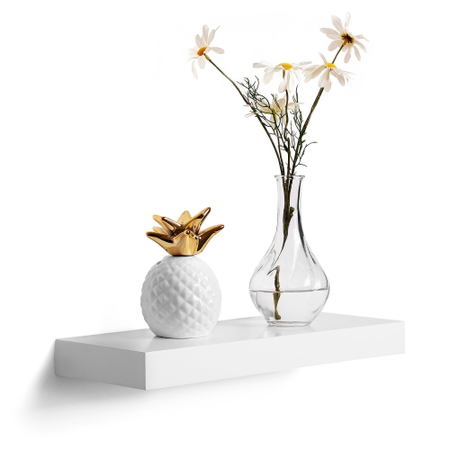 SONGMICS HOME Floating Shelf, Wall Shelf 15.7 Inches, with Metal Bracket for Easy Installation, Display Trinkets, Picture Frames, in The Living Room,