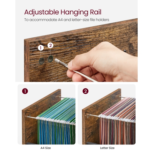 SONGMICS HOME File Cabinet, Mobile Filing Cabinet with Wheels, 2 Drawers, Open Shelf, for A4, Letter Size, Rustic Brown and Black UOFC71X, 44 x 42 x