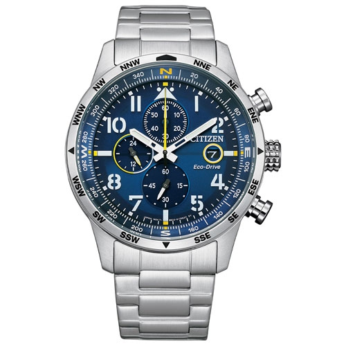 Open Box - Citizen Sport Casual 43mm Men's Solar Powered Chronograph Sport Watch - Blue/Silver