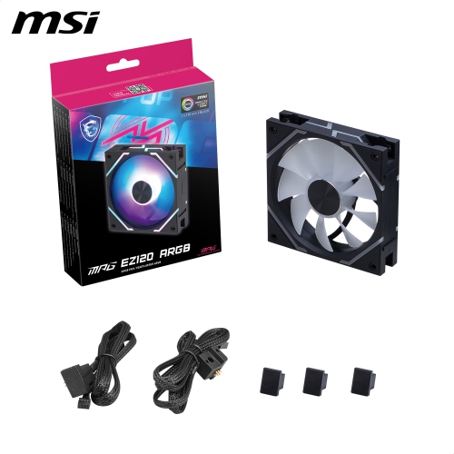 MSI MPG EZ120 ARGB fan 1B - 120 mm ARGB fan, fluid dynamic bearing with extra nut fixing
