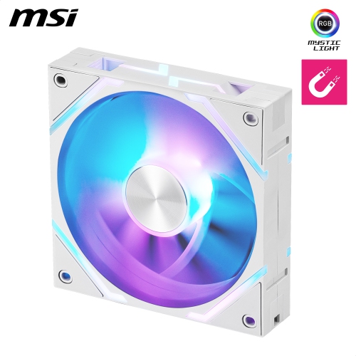 MSI MPG EZ120 ARGB WHITE fan 1W - 120 mm ARGB fan, fluid dynamic bearing with extra nut fixing