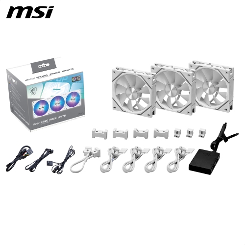 MSI MPG EZ120 ARGB WHITE fan 3W - 120 mm ARGB fan, Magnetic Connector Block