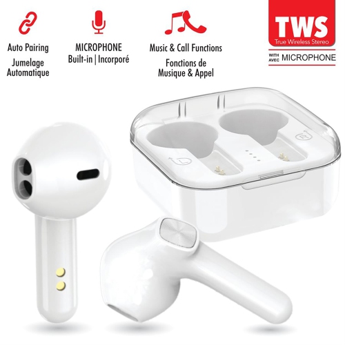 Escape - Wireless In-Ear Headphones with Microphone and Charging Case, White