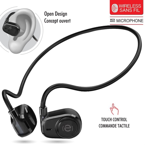 Escape - Wireless Air Conduction Stereo Headphones, Touch Control, Black