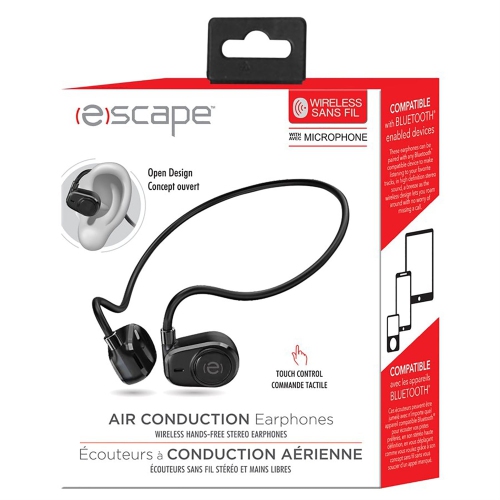 Escape - Wireless Air Conduction Stereo Headphones, Touch Control, Black