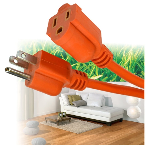 Elink - 1 Outlet Outdoor Electrical Extension Cord, 15 Feet Length, Orange