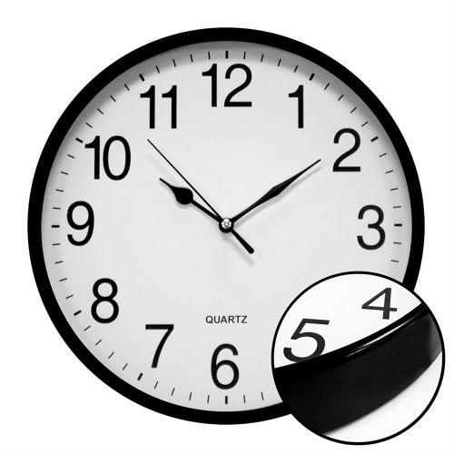 Hauz - Round Wall Clock, 10" Diameter, Quartz Precision, Black