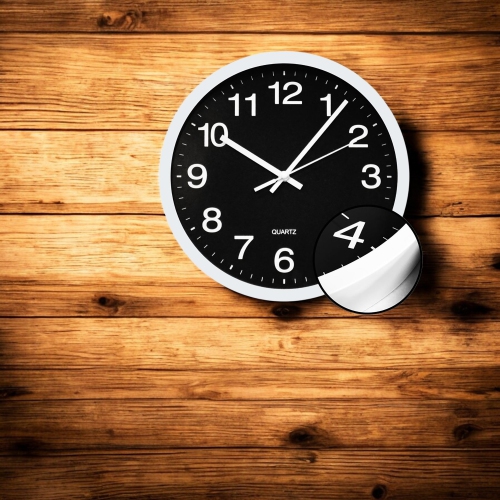 Hauz - Round Wall Clock, 12" Diameter, Quartz Precision, Black