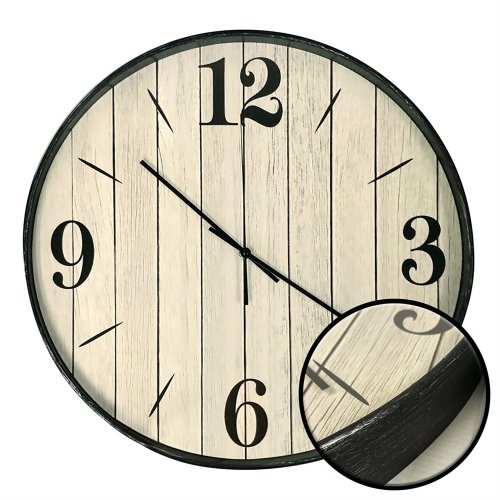 Hauz - Round Wall Clock, 20" Diameter, Quartz Precision, Wood Imitation
