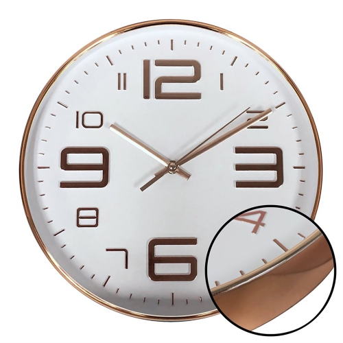 HAUZ  - Round Wall Clock, 12" Diameter, Quartz Precision In White