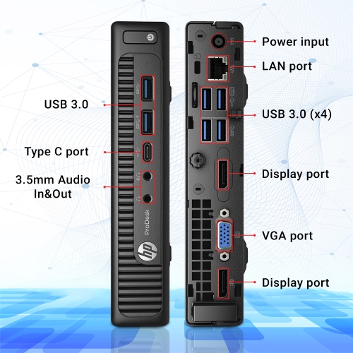 Refurbished - HP Computer ProDesk 600 G2 Mini Windows 10 Pro Business Desktop Tiny PC | Intel Core i3 6100T Processor | 8GB DDR4 RAM | 256GB M.2 NVMe