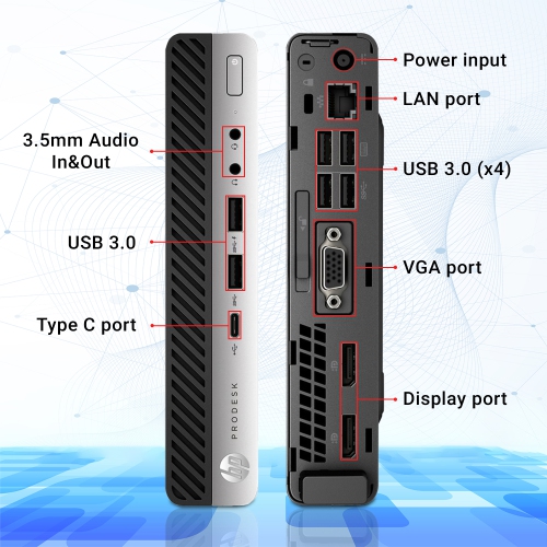 Refurbished - HP Computer ProDesk 600 G3 Mini Windows 10 Pro Business Desktop Tiny PC | Intel Core i5 6500T Processor | 8GB DDR4 RAM | 256GB M.2 NVMe