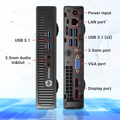 Refurbished - HP EliteDesk 800 G1 Mini High-Performance Windows 10 Pro Business Desktop Computer Tiny PC Intel Core i5 4570T CPU 16GB DDR3 RAM 256GB