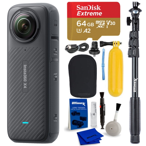 Insta360 X4 360° 8K Camera IN360ONEX4 - 6PC 64GB Accessory Bundle