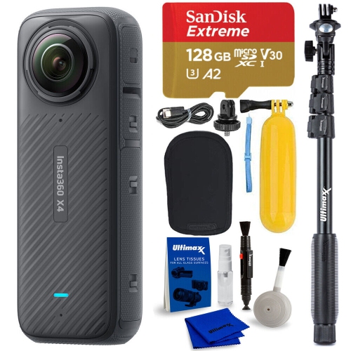 Insta360 X4 360° 8K Camera IN360ONEX4 - 6PC 128GB Accessory Bundle