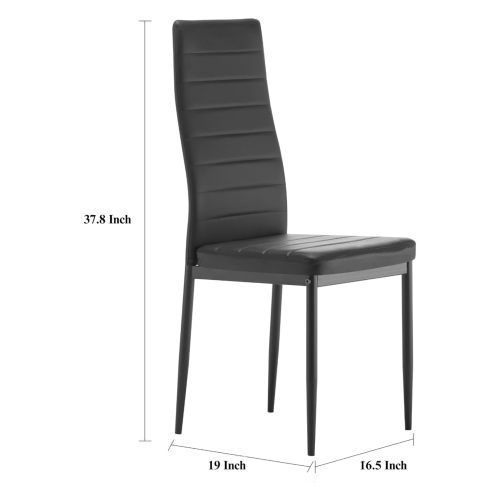 LivinVeluris Upholstery Faux Leather Modern Dining Room Chairs Set of 4 - Black