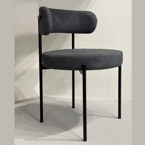 LivinVeluris Teddy Velvet Dark Grey Dining Chairs Set of 2 - Dark Gray