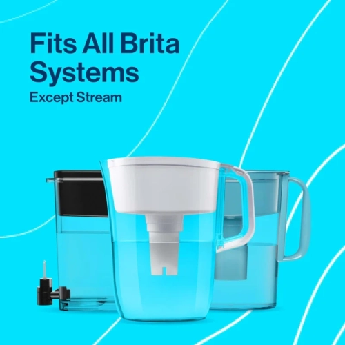 Paquet de 3 filtres de rechange standard Brita : Réduit les contaminants, retient les minéraux sains, certifié WQA pour la réduction du chlore, sans