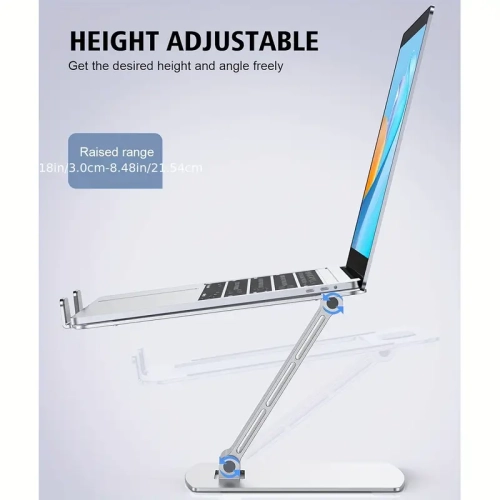 Ergonomic Adjustable Laptop Stand with Heat-Vent - Foldable Aluminium Alloy Laptop Riser for MacBook Air, Pro, Dell XPS, Samsung - Compatible with