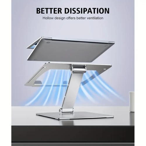 Ergonomic Adjustable Laptop Stand with Heat-Vent - Foldable Aluminium Alloy Laptop Riser for MacBook Air, Pro, Dell XPS, Samsung - Compatible with
