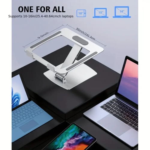 Ergonomic Adjustable Laptop Stand with Heat-Vent - Foldable Aluminium Alloy Laptop Riser for MacBook Air, Pro, Dell XPS, Samsung - Compatible with