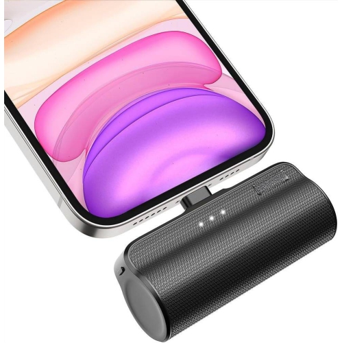 NONE Portable Phone Charger Compact Powerbank, Mini Power Bank 3350Mah, External Battery Bank Compatible With Iphone Black