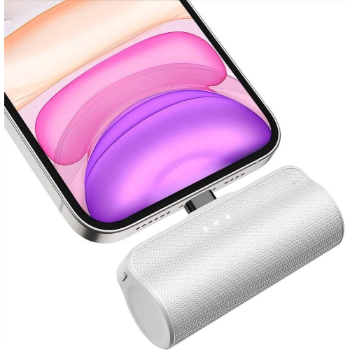 NONE Portable Phone Charger Compact Powerbank, Mini Power Bank 3350Mah, External Battery Bank Compatible With Iphone White