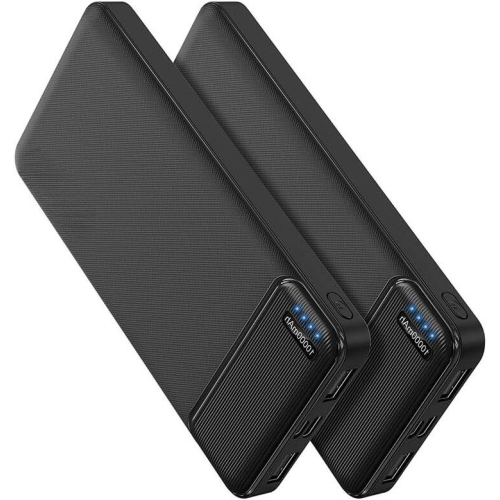 NONE 2-Pack Black 10000Mah Portable Charger Power Bank USB C Output Fast Charging, Portable Battery Bank External Battery Pack Power Bank for Samsung S22/21, Iphone 15/14/13/12/11